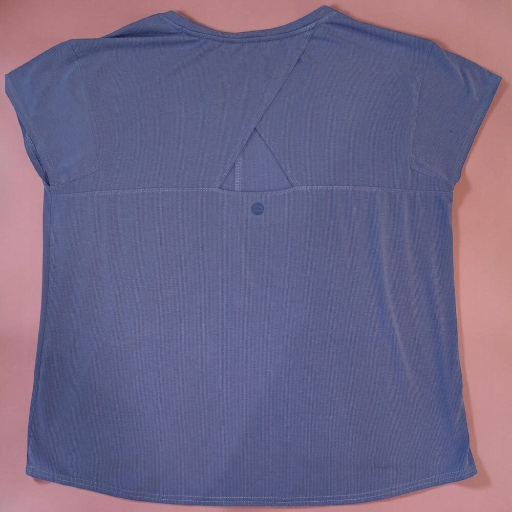 LL Bean Performance T-shirt Periwinkle Blue XL Triangle Back Cutout
